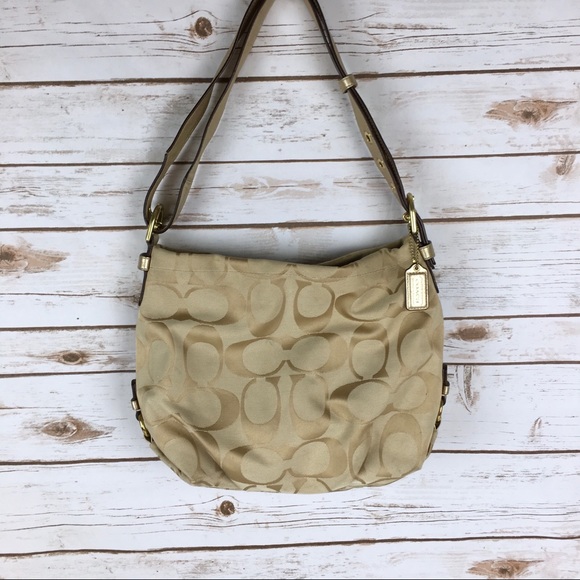 Coach Handbags - Coach Signature Gold Purse Shoulder Bag Handbag